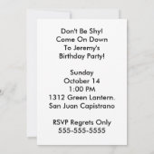 カメレオンの誕生日パーティー招待状 招待状 (裏面)