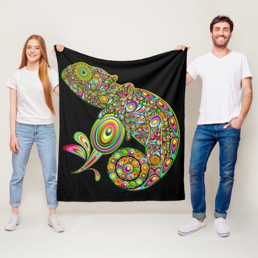 カメレオンサイケデリックファンタジー フリースブランケット (インサイチュ)