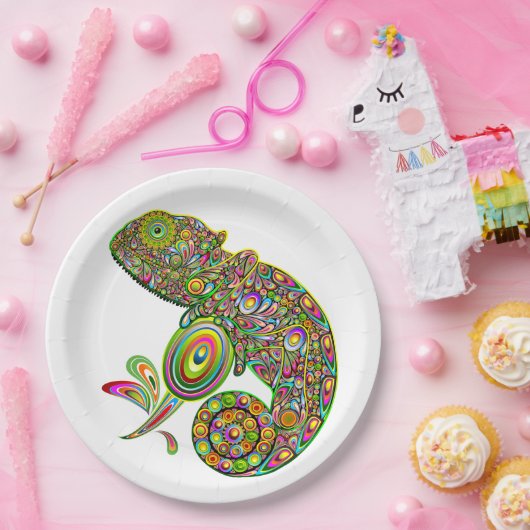 カメレオンサイケデリックファンタジー ペーパープレート (パーティー)