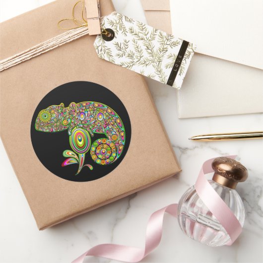 カメレオンサイケデリックファンタジー ラウンドシール (ギフト)