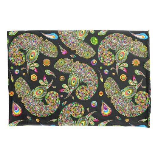 カメレオンサイケデリックファンタジー 枕カバー (正面)