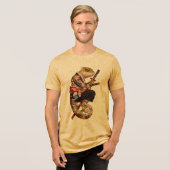 カメレオンサムライ - 刀を持つ刺青の戦士 トライブレンドTシャツ (正面全面)