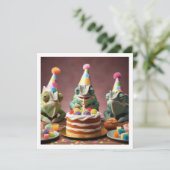 カメレオンパーティー動物カメレオン誕生日招待状 招待状 (スタンド正面)