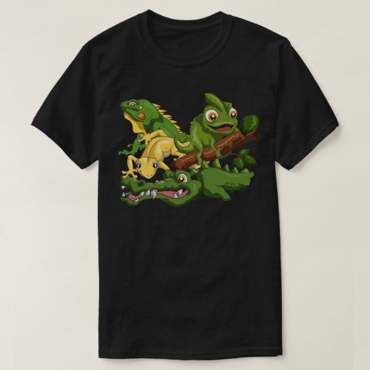 カメレオンリザードワニ爬虫類動物 Tシャツ (デザイン正面)