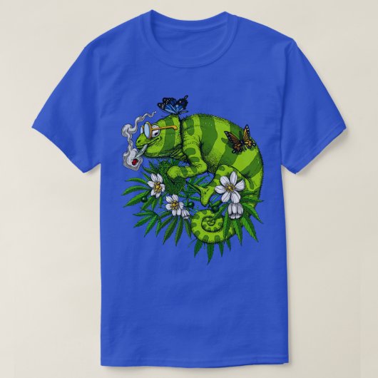 カメレオン喫煙雑草 Tシャツ (デザイン正面)