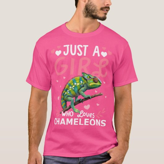カメレオン好きでカメレオンを愛する少女 Tシャツ (正面)