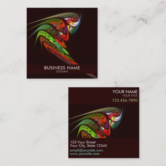 カメレオン抽象芸術アートプロフェッショナル スクエア名刺 (正面/裏面)