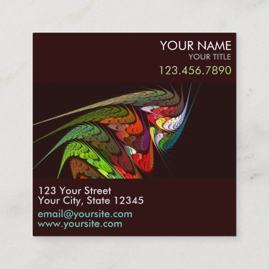 カメレオン抽象芸術アートプロフェッショナル スクエア名刺 (裏面)