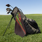 カメレオン抽象芸術アート ゴルフタオル (グリーン)