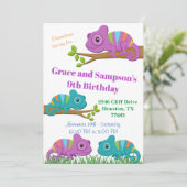 カメレオン誕生日招待状 招待状 (スタンド正面)