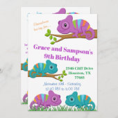 カメレオン誕生日招待状 招待状 (正面/裏面)