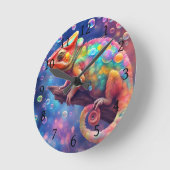 カメレオン2の泡 ラウンド壁時計 (傾斜)