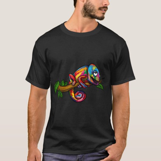 カメレオン 虹色 トカゲ Tシャツ (正面)