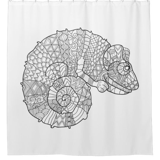 カメレオンZendoodle シャワーカーテン (正面)
