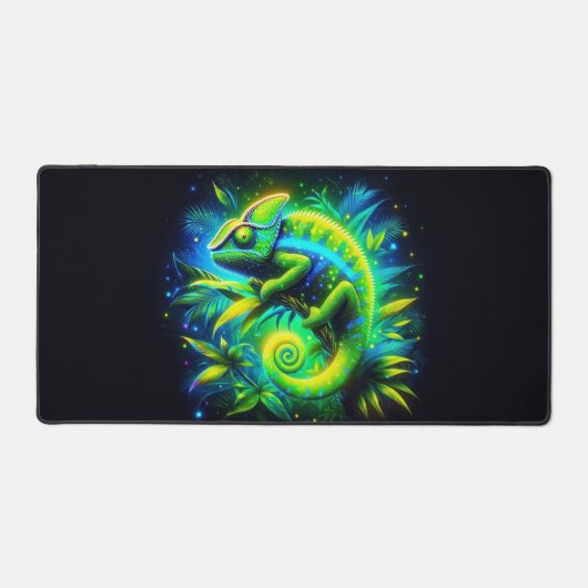 カメレ白熱［赤熱］光を放つオン、目を引くネオン動物 デスクマット (正面)