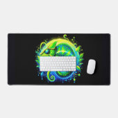 カメレ白熱［赤熱］光を放つオン、目を引くネオン動物 デスクマット (キーボード&マウス)