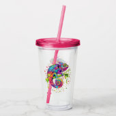 カメレ絵を描オンシンドウォーター色スタイル アクリルタンブラー (裏面)