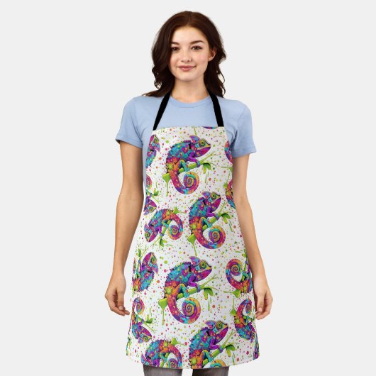 カメレ絵を描オンシンドウォーター色スタイル エプロン (着用した状態)