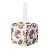 カメレ絵を描オンシンドウォーター色スタイル キューブオーナメント (正面アングル)