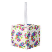 カメレ絵を描オンシンドウォーター色スタイル キューブオーナメント (裏面アングル)