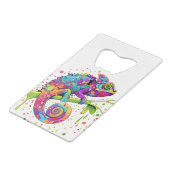 カメレ絵を描オンシンドウォーター色スタイル クレジットカード栓抜き (裏面アングル)