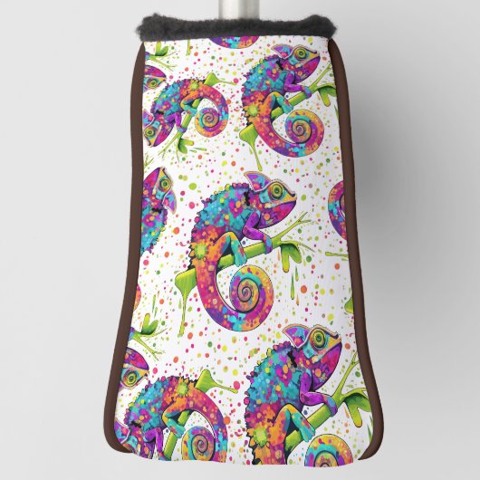 カメレ絵を描オンシンドウォーター色スタイル ゴルフヘッドカバー (回転90)