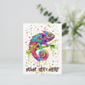 カメレ絵を描オンシンドウォーター色スタイル シーズンポストカード (スタンド正面)