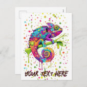 カメレ絵を描オンシンドウォーター色スタイル シーズンポストカード (正面/裏面)