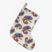 カメレ絵を描オンシンドウォーター色スタイル スモールクリスマスストッキング (正面 (吊り時))