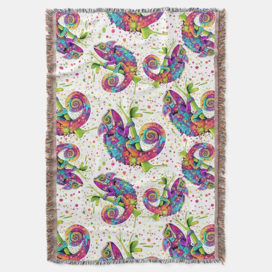 カメレ絵を描オンシンドウォーター色スタイル スローブランケット (正面縦)