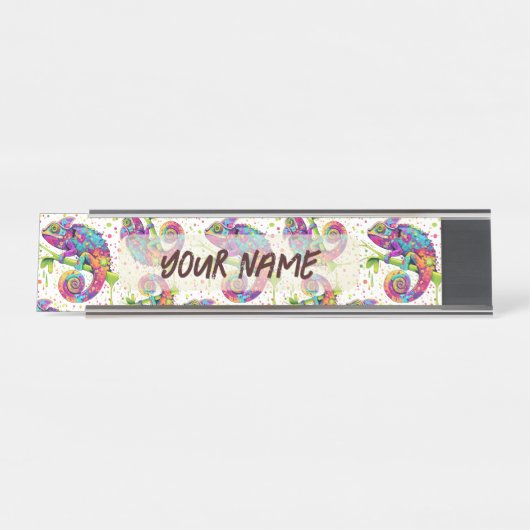 カメレ絵を描オンシンドウォーター色スタイル デスクネームプレート (正面)