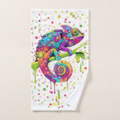 カメレ絵を描オンシンドウォーター色スタイル バスタオルセット (ハンドタオル)