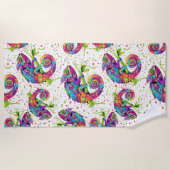 カメレ絵を描オンシンドウォーター色スタイル ビーチタオル (正面)