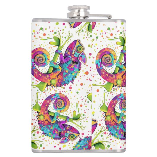 カメレ絵を描オンシンドウォーター色スタイル フラスク (裏面)