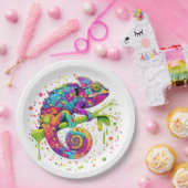 カメレ絵を描オンシンドウォーター色スタイル ペーパープレート (パーティー)