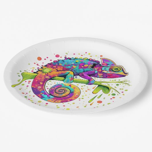 カメレ絵を描オンシンドウォーター色スタイル ペーパープレート (アングル)