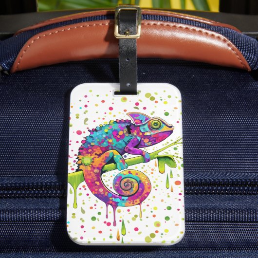 カメレ絵を描オンシンドウォーター色スタイル ラゲッジタグ (正面インサイチュ2)