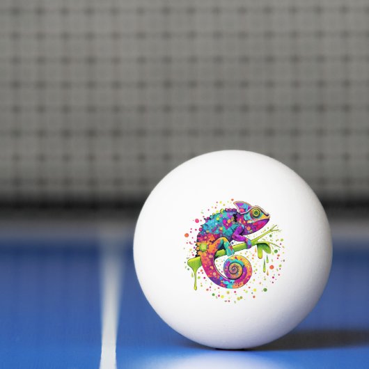 カメレ絵を描オンシンドウォーター色スタイル 卓球ボール (ネット)