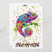 カメレ絵を描オンシンドウォーター色スタイル 招待状 (正面/裏面)