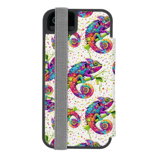 カメレ絵を描オンシンドウォーター色スタイル INCIPIO iPhoneウォレットケース (フォリオ裏面)