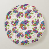 カメレ絵を描オンステイン水彩スタイル投薬 ラウンドクッション (裏面)