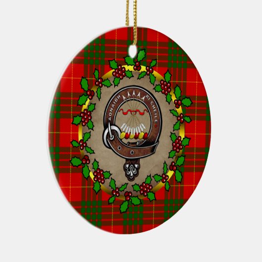 カメロンクランバッジ&タータンチェックパーソナライズされたクリスマス セラミックオーナメント (右)