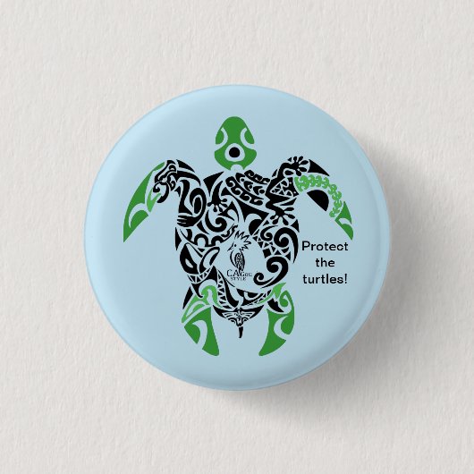 カメ保護のバッジ！カゴウスタイル 缶バッジ (正面)