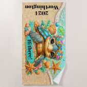 カメ大切テーマ ビーチタオル (正面)