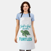 カメ好き女子ヴィンテージ風Tシャツ エプロン (着用した状態)