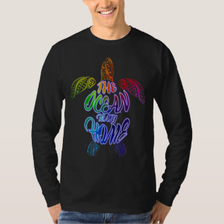 カメ引用文ザ海は私の家のカメクールだ Tシャツ