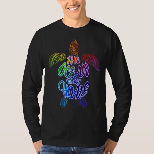カメ引用文ザ海は私の家のカメクールだ Tシャツ (正面)