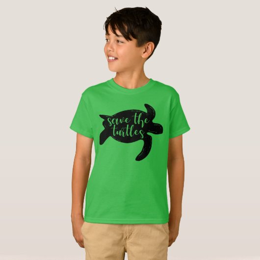 カメ救の動物活動家海洋生物キッズ Tシャツ (正面フル)