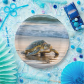 カメ歩くオンウェットビーチ砂 ペーパープレート (パーティー)