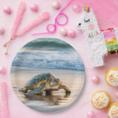 カメ歩くオンウェットビーチ砂 ペーパープレート (パーティー)